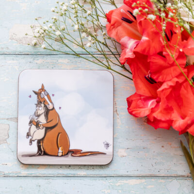 Companion pony and horse melamine coaster by Emily Cole Illustrations