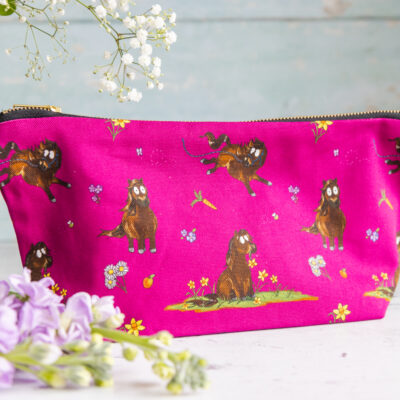 Fuchsia Pink Bay shetland pony patterned wash bag by Emily Cole Illustrations