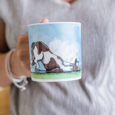 Lawnmower Skewbald coloured horse Fine bone china mug