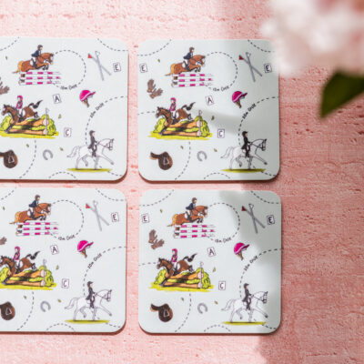 Eventing pattern melamine coaster by Emily Cole Illustrations