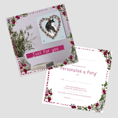 Emily Cole Personalise a Pony Gift Card supplied with an envelope.