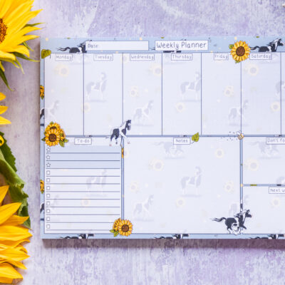 Piebald Pattern Desk Planner by Emily Cole.