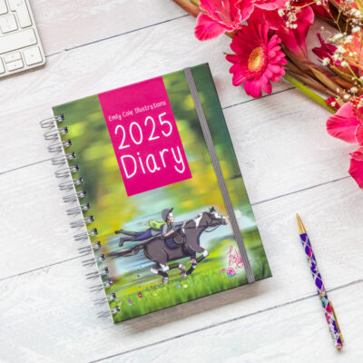 2025 A5 Ringbound Horse Diary Front cover by Emily Cole.