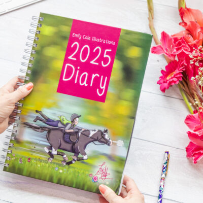 2025 A4 Ringbound Horse Diary Front cover by Emily Cole.