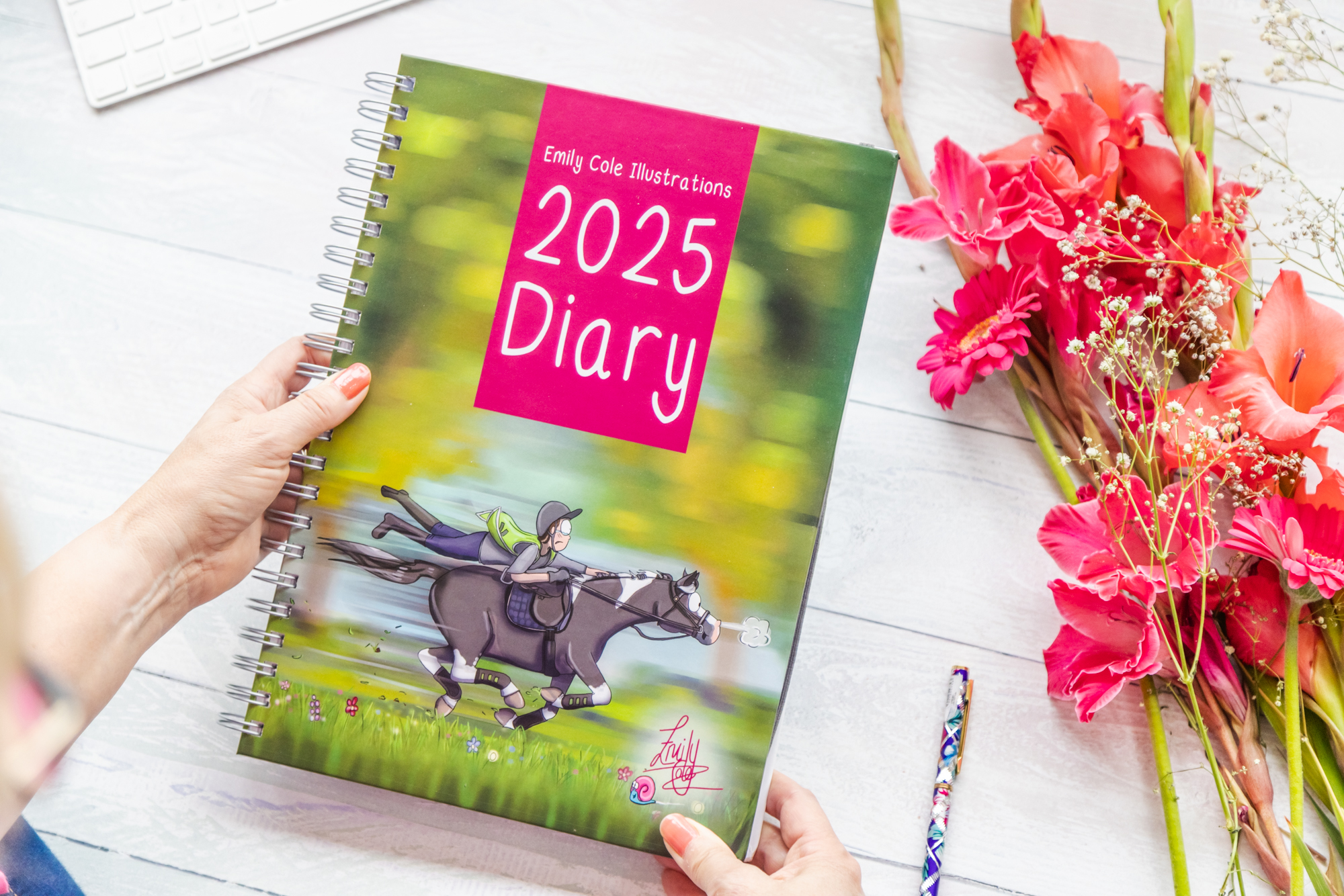 2025 A4 Ringbound Horse Diary Front cover by Emily Cole.