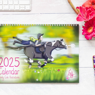 2025 Horse Wall Calendar Front cover by Emily Cole.