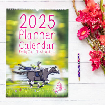 2025 Horse Planner Calendar Front cover by Emily Cole.