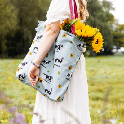 Piebald pattern oversized tote bag