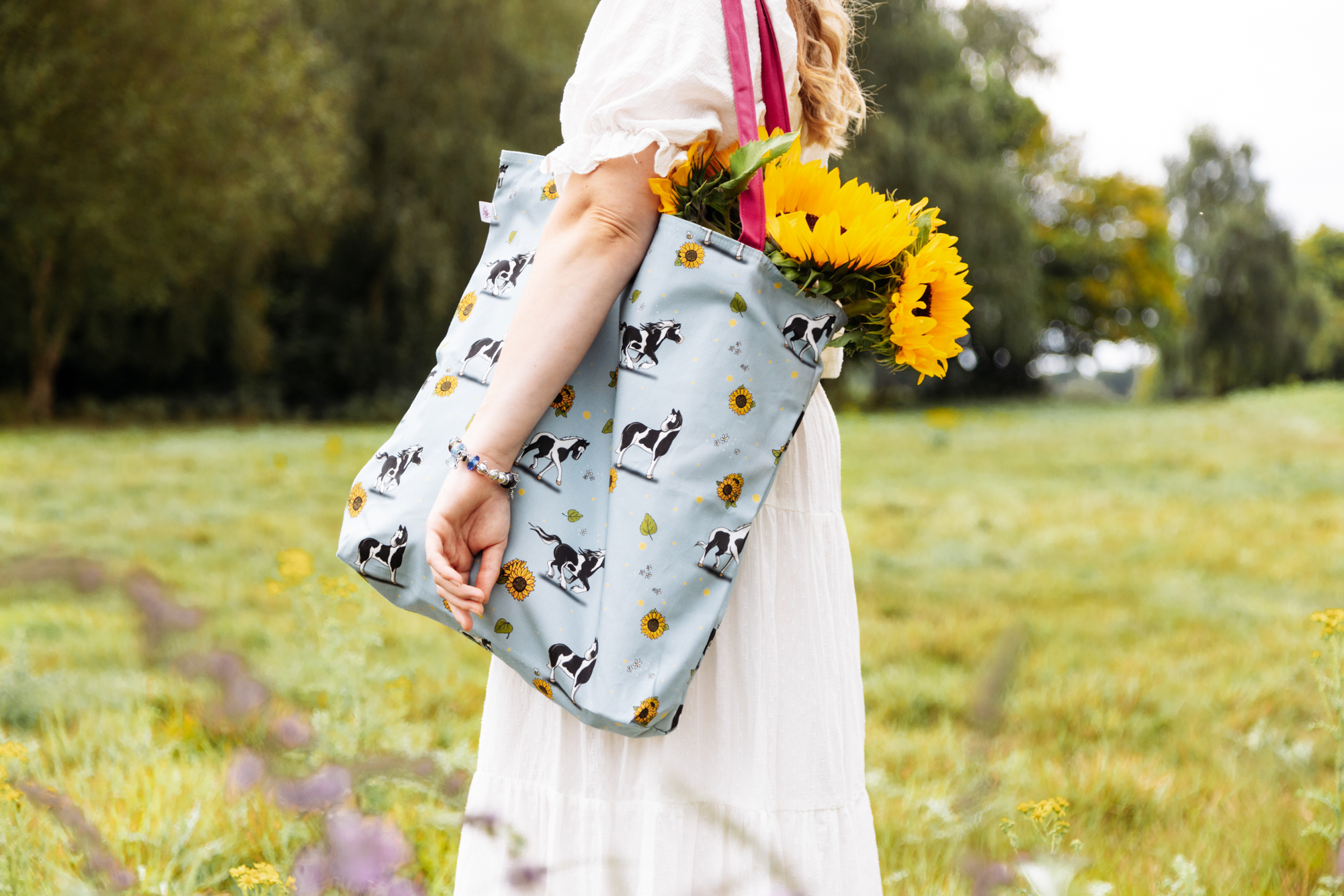 Piebald pattern oversized tote bag