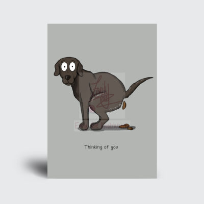 Thinking of you while I poo funny Black Labrador Greeting Card by Emily Cole Illustrations