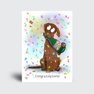 Congratulations dog Greeting Card by Emily Cole Illustrations