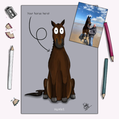 Personalised horse drawing - bespoke colour print by Emily cole illustrations example