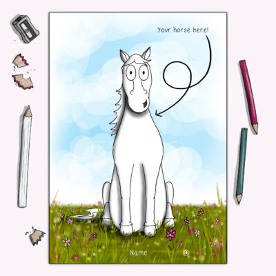 Personalised horse drawing - bespoke colour print by Emily cole illustrations example