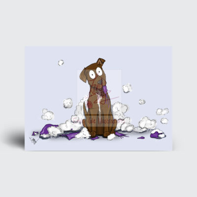 It exploded funny dog Greeting Card by Emily Cole Illustrations