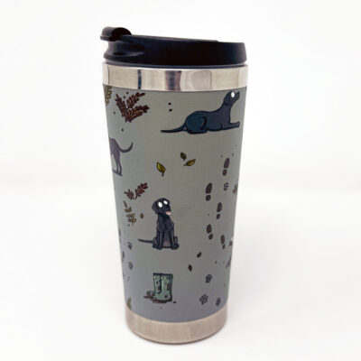 Black Labrador Travel Mug dog design by Emily Cole Illustrations