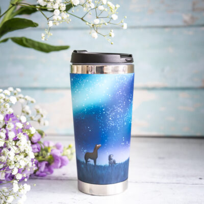 Aurora Travel Mug horse design by Emily Cole Illustrations