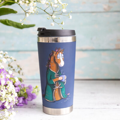 Not a morning pony chestnut horse travel Mug by Emily Cole Illustrations