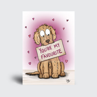 ou're my favourite cockerpoo oodle fluffy dog valentines Greeting Card by Emily Cole Illustrations