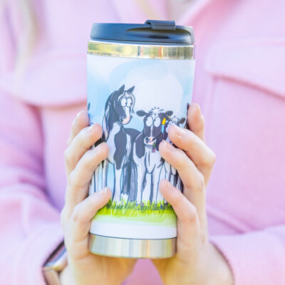 Cow Piebald Horse Pony Travel Mug by Emily Cole Illustrations